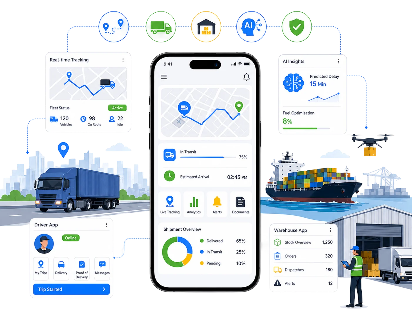 Logistics Mobile Apps UI Mockup